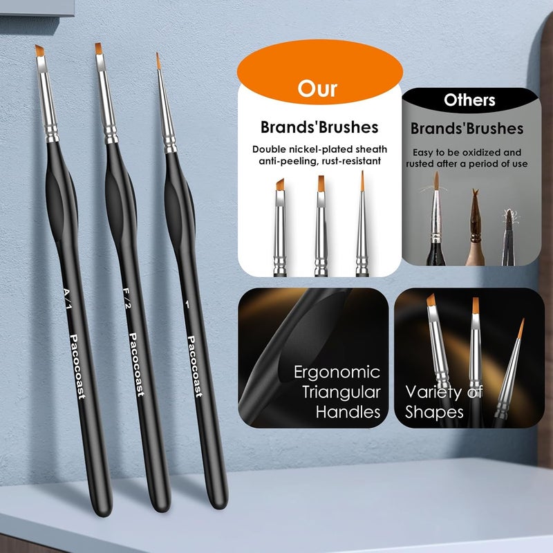 pacocoast 12PC Miniature Brushes, Detail Paint Brushes Set for Fine Detailing & Art Painting, Small Tiny Paint Brush Perfect for Acrylic, Paint by Number, Figurine, Craft, Models (Silver, Black) - Image 2